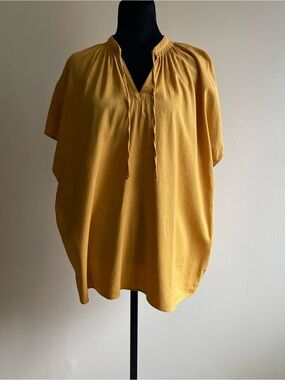 Denver Hayes Mustard Yellow Boho Blouse 2XL Cotton Rayon Relaxed Fit